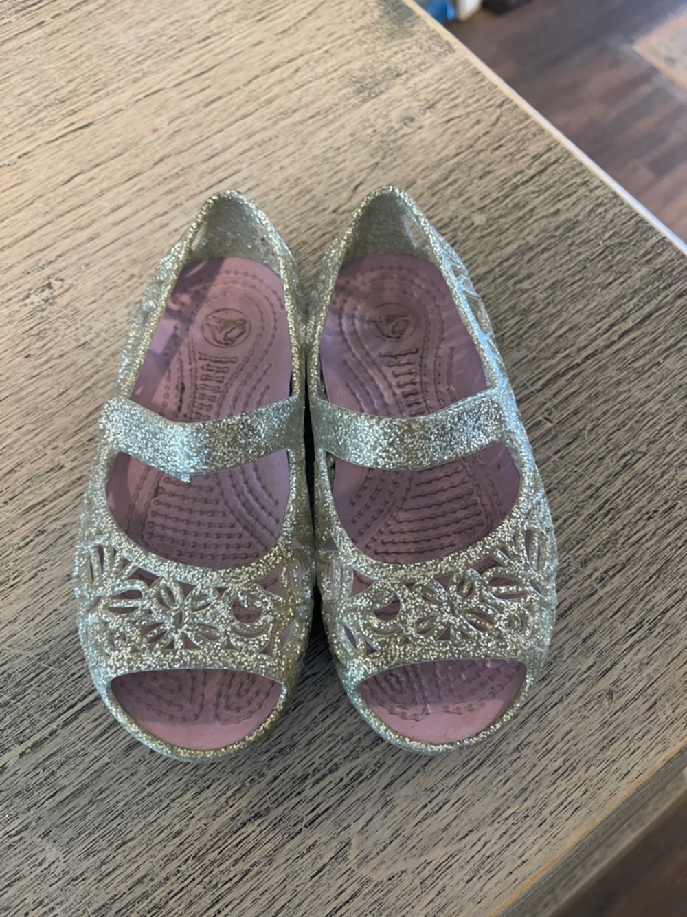 crocs silver‎ glitter Isabella jelly sandals size C9